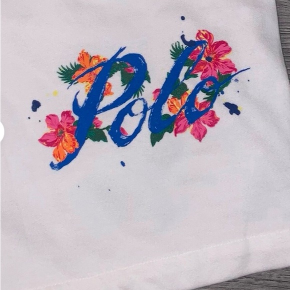 POLO RALPH LAUREN Men's Hawaiian Floral Logo Fleece Sweat Shorts White NWOT - Picture 2 of 8